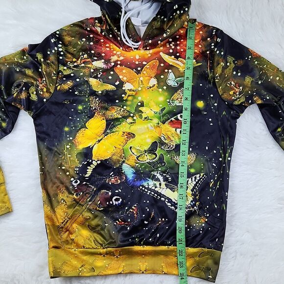 -812 Psychedelic Cottagecore Butterfly Print Pullover Hoodie Small - Picture 5 of 6